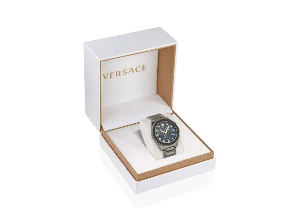 Versace Greca Dome Chrono Quartz Watch, PVD, Black, 43 mm, VE6K00623