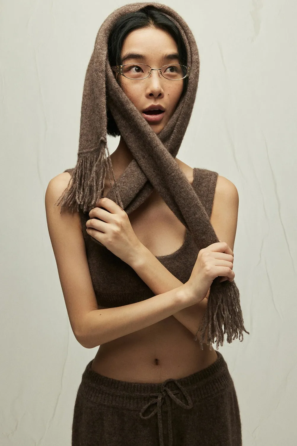 Wool blend yak down soft fringe scarf | 2 color